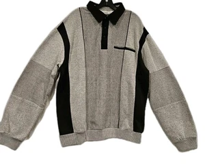 Vintage 90s Y2K Streetwear Herren XL Fleck Striped Collar Pullover Henley Sweatshirt  - Bild 1 von 11