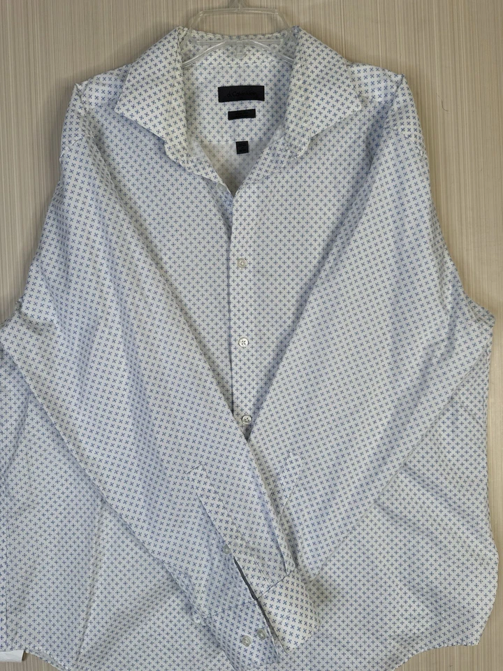 Camisa de vestir para hombre talla 17 32/33 Calvin Klein calce ajustado blanca de algodón refinado Foto 1 de 4