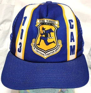 VTG Air Force Flying Yankees Hat Blue & Yellow 103rd Tactical Fighter Group, USA - Picture 1 of 9