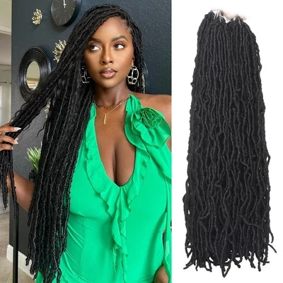 24 Inch 7Packs New Faux Locs Goddess Curly Wavy Crochet Braids Hair 126Strand... - Image 1 of 4