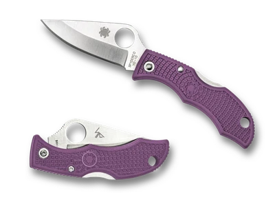 Cuchillo de bolsillo de acero inoxidable Spyderco Knives Ladybug 3 Lockback púrpura FRN VG-10 LPRP3 Foto 1 de 2
