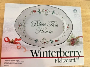 Pfaltzgraff Winterberry Servierplatte 14" "Segne dieses Haus" Weihnachten Urlaub - Bild 1 von 5