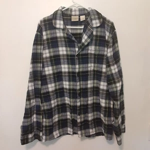LL Bean Adult Mens L Plaid Flannel Pajama Top Button Up Shirt - Picture 1 of 7