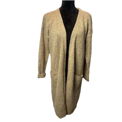 Halogen Duster Sweater Tan Alpaca Blend Open Cardigan Size Medium Classic Warm - Image 1 of 4