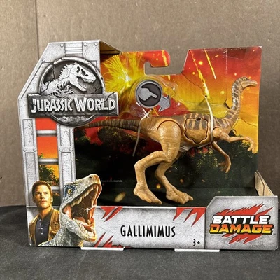 FIGURA DE ACCIÓN DINOSAURIO PARQUE JURÁSICO DAÑO BATALLA GALLIMIMUS CAJA NUEVA MATTEL Foto 1 de 4