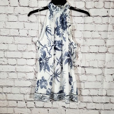 NUEVO CON ETIQUETAS Blusa Tahari Cuello Halter Floral Forrada Fluida Talla XS Informal Ropa de Trabajo Oficina Foto 1 de 4