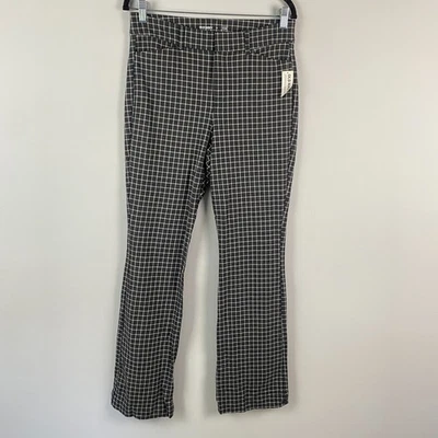 Pantalones acampanados Pixie de tiro alto azul marino antiguo talla 8 gris a cuadros tiro alto Foto 1 de 4