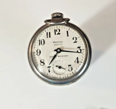 复古 Westclox Scotty 阿拉伯数字机械风 50 毫米怀表 — 第 1/3 张图片