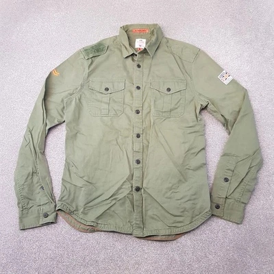 Superdry Hombre Camisa Grande Verde Militar Sobrecamisa Utility Rookie Twill Army Foto 1 de 4