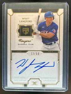 Wyatt Langford 2024 Topps Definitive Collection Rookie Auto RC #13/50 Rangers - Picture 1 of 2