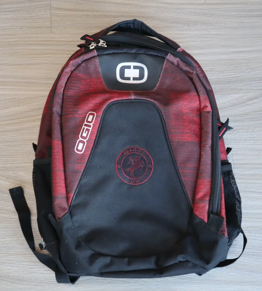 Ogio Juggernaut Backpack Cycle Bag Checkpoint Security Red Black Pockets LOGO - Image 1 of 4