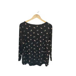 J Jill Paisley Print Top Blouse Long Sleeve Scoop Neck Women's 1X Boho Cotton - Picture 1 of 6