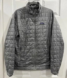 Men's Size Medium Patagonia Nano Puff Insulated Silver Gray Grey Jacket Coat - Picture 1 of 5