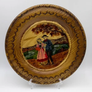 Holz Wandteller/ Mann und Frau/ Motiv handbemalt Frankreich - Bild 1 von 6