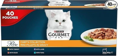 Gourmet Perle Chefs Collection Mini Fillets Gravy Cat Food 40x85g