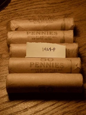 Rollo completo BU 50 piezas OBW de centavos conmemorativos Lincoln 1964 P sin circular Foto 1 de 3