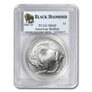 2001-D Buffalo $1 Silver Commem MS-69 PCGS (Black Diamond) - Picture 1 of 4