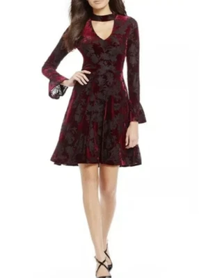 Ivanka Trump wine black burnout velvet dress keyhole neck classy size 10 goth - Image 1 of 4