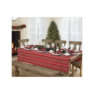 Elrene Home Fashions Shimmering Plaid Tablecloth - RED GREEN ONE SIZE - Picture 1 of 3
