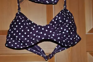 PURPLE POLKA DOT JUNIOR'S BIKINI BANDEAU TOP WITH DETACH STRAP. SIZE MED - Picture 1 of 1