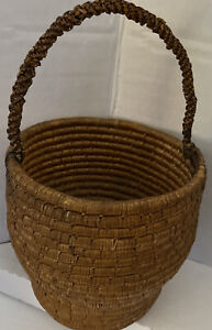 Vintage Handwoven berry flower Basket farmhouse rustic barn primitive indian?