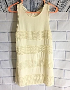 Esley Women's Cream Ivory Crochet Sleeveless Dress Size Small Summer (J5X) - Picture 1 of 8