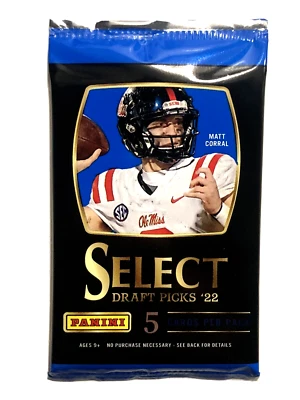 2022 Panini Select Football Draft Picks Single Sealed Pack Of 5 Cards NEW - Image 1 of 2