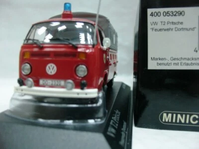 WOW EXTREMELY RARE VW Bulli T2 Camion ST 1974 Fire Dortmund 1:43 Minichamps-T1 - Image 1 of 4