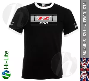 TS73 YAMAHA TZ250 BLACK AND WHITE RINGER T-SHIRT TZ 4DP 3LC 3TC W T A B 3YL 4TW - Picture 1 of 2