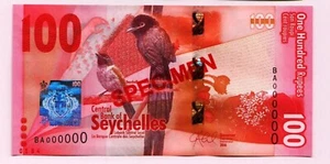 SPECIMEN: Seychelles 100 Rupees, 2016, P-NEW, UNC - Picture 1 of 1