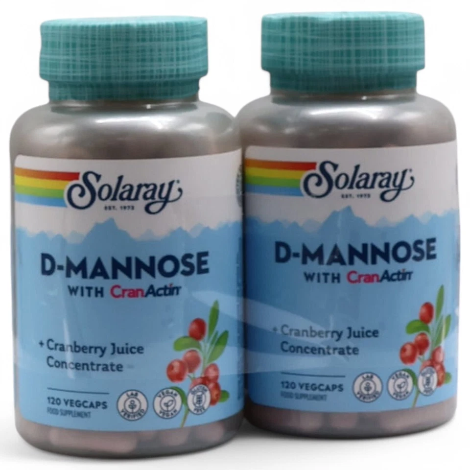 Solaray D-Mannose with CranActin Extraxt 1000mg= 120 count- 2 pack- EXP: 12/27 - Image 1 of 4