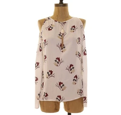 Chelsea28 Nordstrom Top Hombro Frío XS Cuello Alto Blanco Floral Informal Usado en Excelente Condición B29 Foto 1 de 3