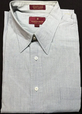 Camisa a rayas manga larga delantera con botones Nordstrom para hombre 17 1/2 - 35 nueva sin etiquetas Foto 1 de 4
