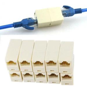 10x RJ45 Female to Female Network Ethernet Lan Cable Joiner Connector3CBBX P1 - Afbeelding 1 van 7