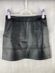 Next Skirt UK 8 Petite Faux Leather Mini Black - Picture 1 of 10