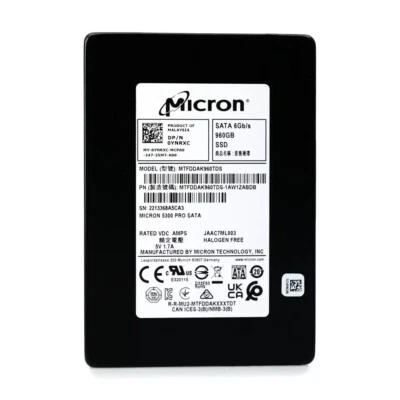 Micron 5300 Pro 960GB SATA 6Gb/s 2.5-inch Enterprise SSD MTFDDAK960TDS YNRXC - Image 1 of 2