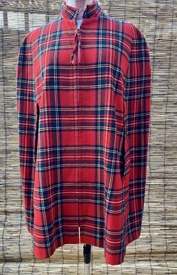 Vintage 60-х годов 70-х годов шерстяной красный тартан плащ пальто - Изображение 1 из 4