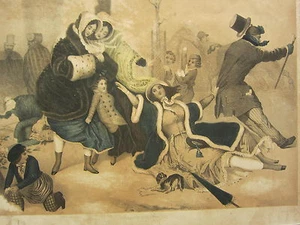 c1850 ANTIQUE PRINT ~ HAND COLOURED LITHOGRAPH F HECHT DRAWN F HUGOT CARL GLUCK - Picture 1 of 1