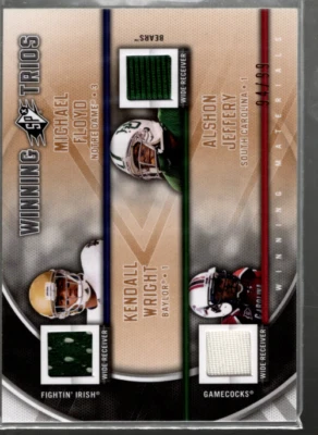 B4966- 2012 SPx Winning Triple Jerseys #WM36 Floyd Wright Alshon Jeffery Jsy /99 - Image 1 of 2
