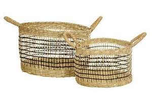 SASS & BELLE SET OF 2 SEAGRASS OPEN WEAVE STORAGE BASKETS - TOYS MAKEUP HOME - Picture 1 of 3