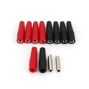 10Pcs Brass Insulated Red and Black 2mm Small Banana Female Jack Plug Connector - Picture 1 of 6
