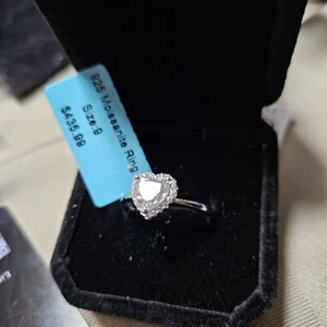 925 Sterling Silver CERTIFIED 2CT Moissanite Engagement Ring Size 9 - Picture 1 of 10