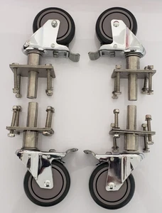 4" Poly Gry Swivel Caster 5/8"x 4" Stem Easy lock Studio Casters 533lbs w/Mounts - Picture 1 of 8