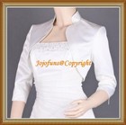 IVORY Satin Wedding 3/4 Sleeve Shrug/Prom Bolero/Capelet/Coat/Jacket/Cover Up