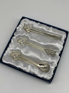 Vintage Silver Plated Cutlery Set with Teddy Bear Handles Child's Leonardo Boxed - Picture 1 of 12
