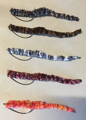 ZEKE'S 3WT PANFISH FLIES SENKO WORM FLIES 5 VARIATIONS SIZE 1 HOOK BASS FLY FISHING RICH'S ULTIMATE WORM