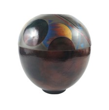 New ListingSigned Raku Vase Ceramic Studio Art Pottery Carlson 1987 Planets Space Geometric