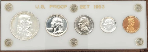1953 MINT 90% SILVER PROOF 5 COIN SET Cover