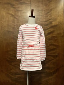 Tommy Bahama Long Sleeve Sweatshirt Dress Girls M 7/8 Pink Stripes Fleece Lined - Picture 1 of 15
