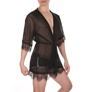 Men Bathrobe Sexy Short Robe Sleepwear See Through Lace Sissy Bath Robes - Picture 1 of 14